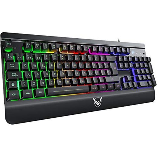 PICTEK Teclado Gaming, Teclado PC Gaming LED Retroiluminación con Cable Teclado, 12