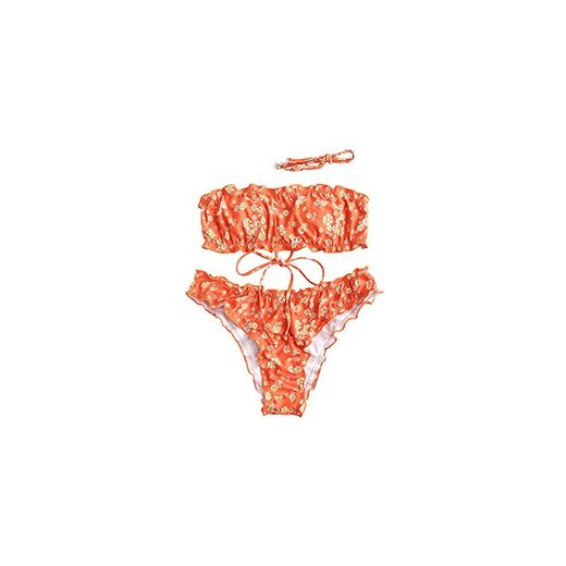 ZAFUL Conjunto de bikini de dos piezas con estampado de margaritas de