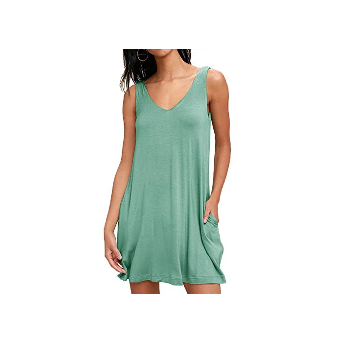 Producto Vestido de Verano Mujer Sin Mangas Cuello v Vestido Playa Vestido Casual Talla Grande