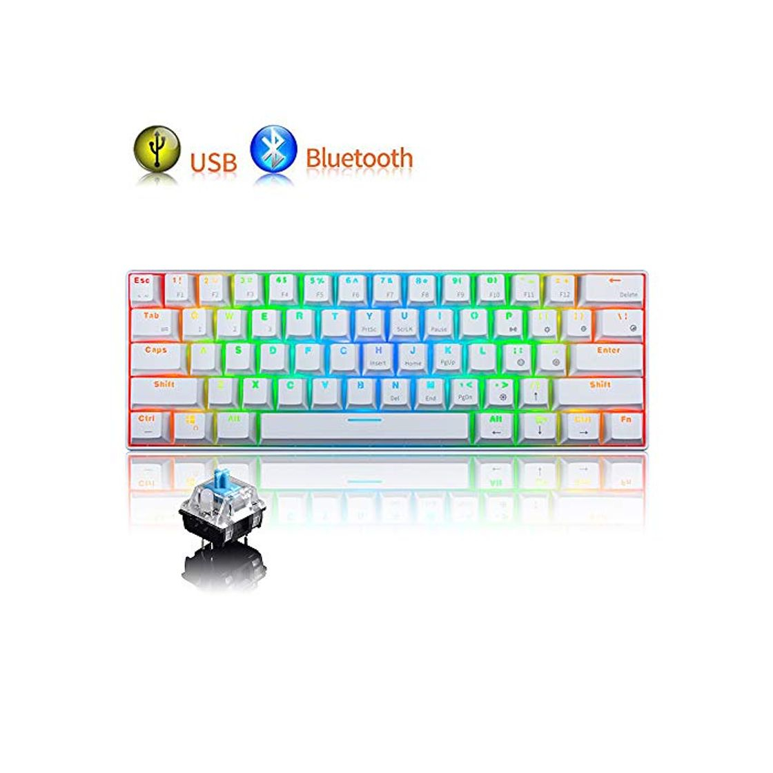 Social RGB Teclado mecánico , RK61 con cable / inalámbrico Teclado Bluetooth 61