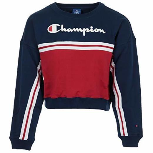 Champion Women Sweatshirt Crewneck Croptop 111309, Größe:XS, Farbe:Blau