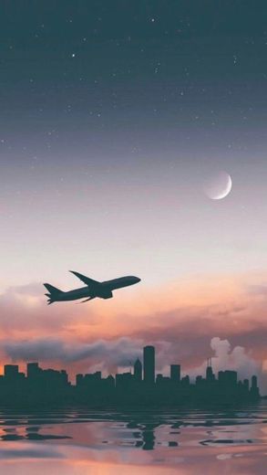 Avião e lua 