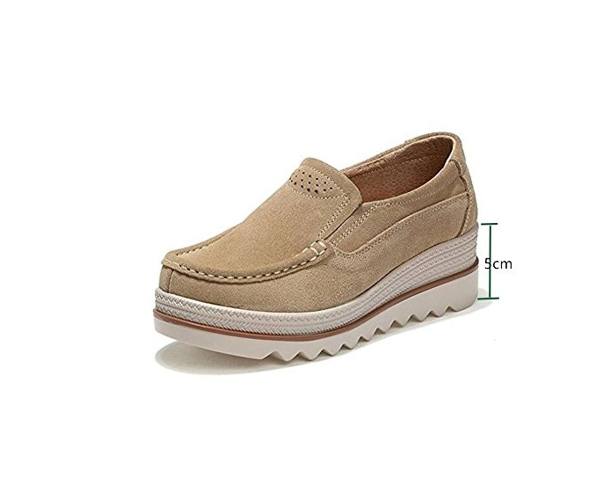 Products Mujer Mocasines Plataforma Casual Loafers Primavera Verano Zapatos de Cuña 5cm Negro