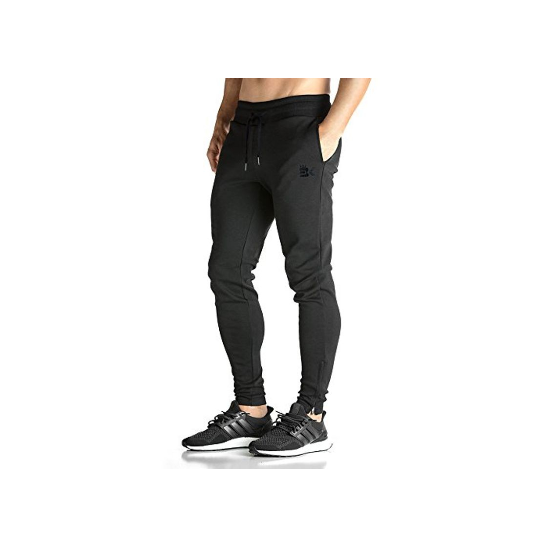 Social Broki - Pantalones de chándal ajustados con cremallera para hombre, pantalones deportivos
