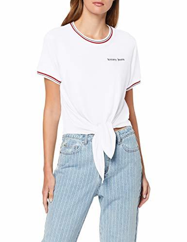 Productos Tommy Hilfiger Front Tie Contrast Rib tee Jersey deportivo, Blanco