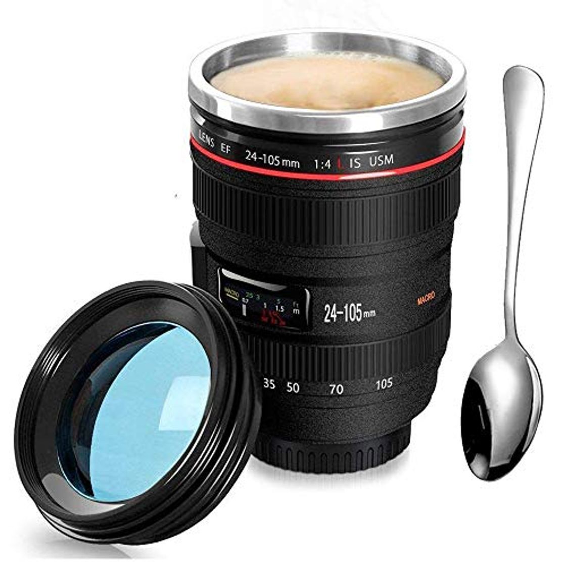 Social SLOSH Taza Cafe para Llevar Taza Camara Objetivo Lente Acero Inoxidable con