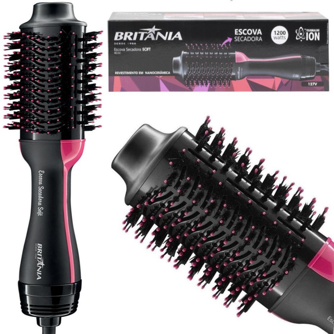 Fashion Escova Secadora Britânia Soft Preta - 1200W
