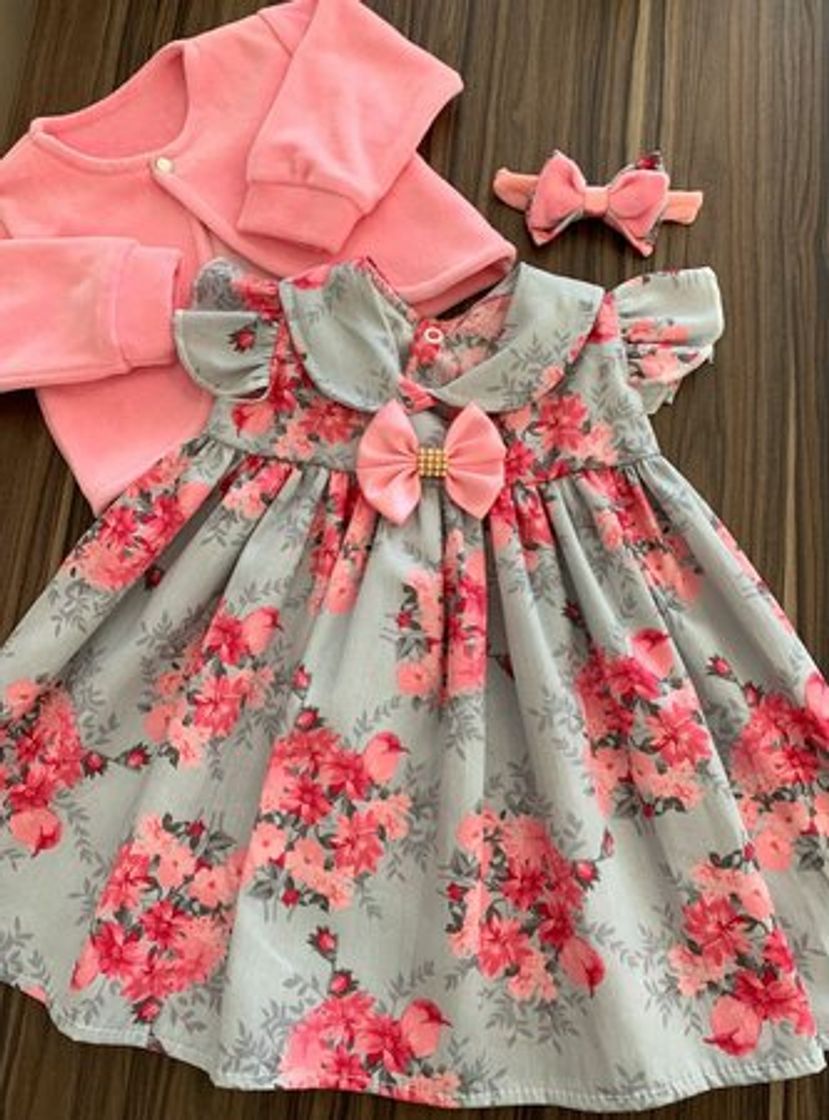 Moda Vestido De Bebe C/ Bolero E Tiara 100% Algodão