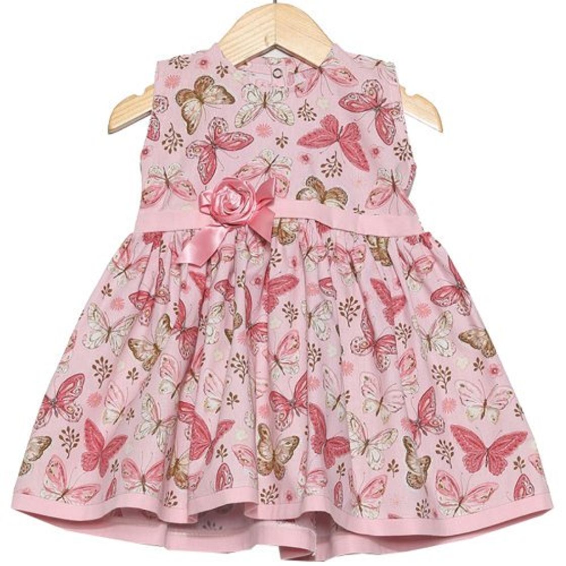 Moda Vestido de Bebê Borboleta Rosa


