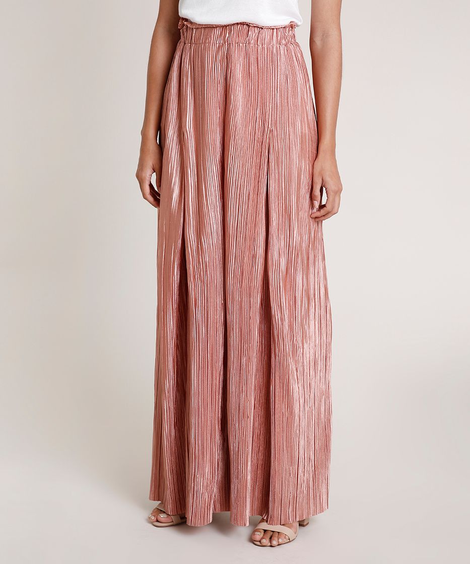 Social Calça Pantalona Acetinada 