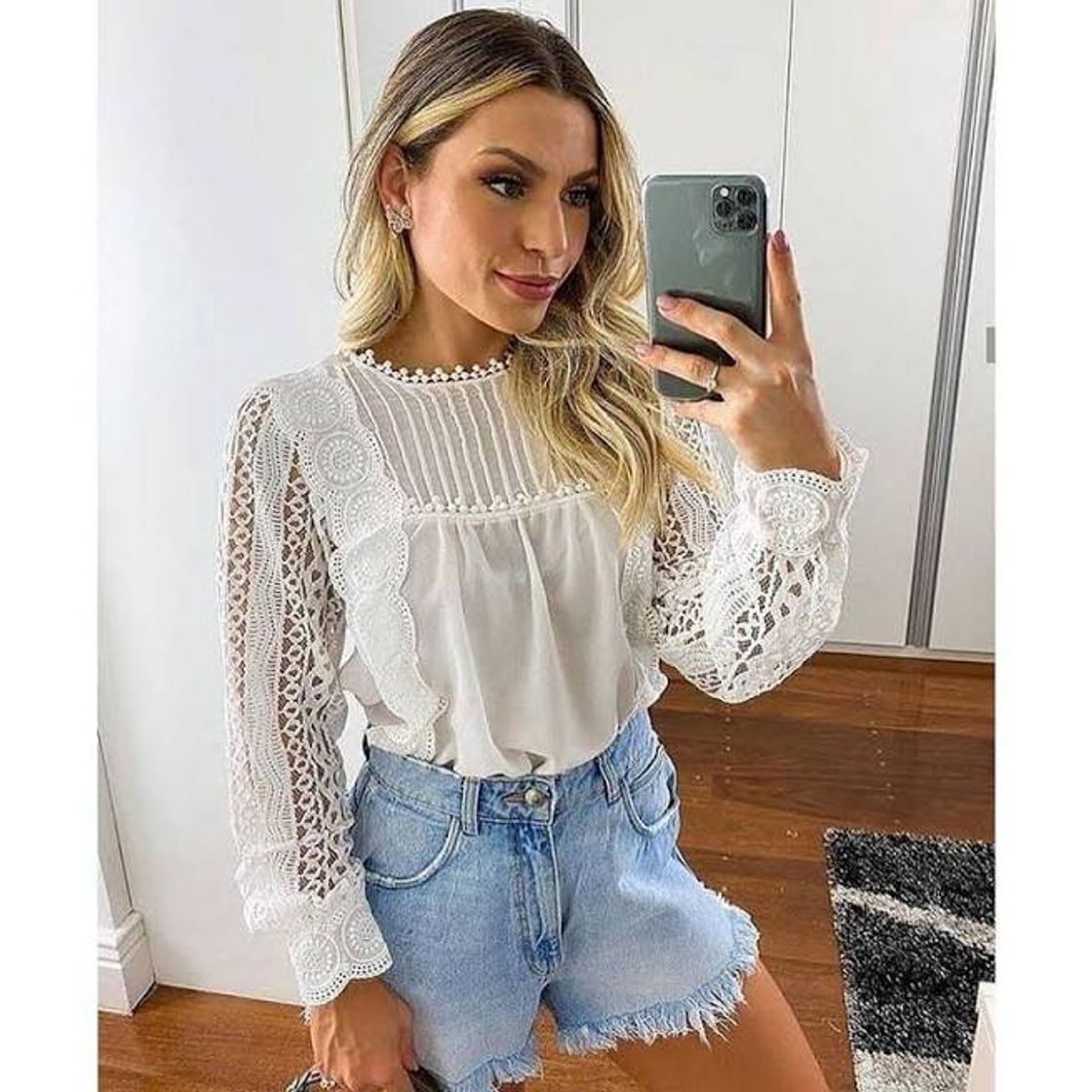 Social Blusa renda manga longa
