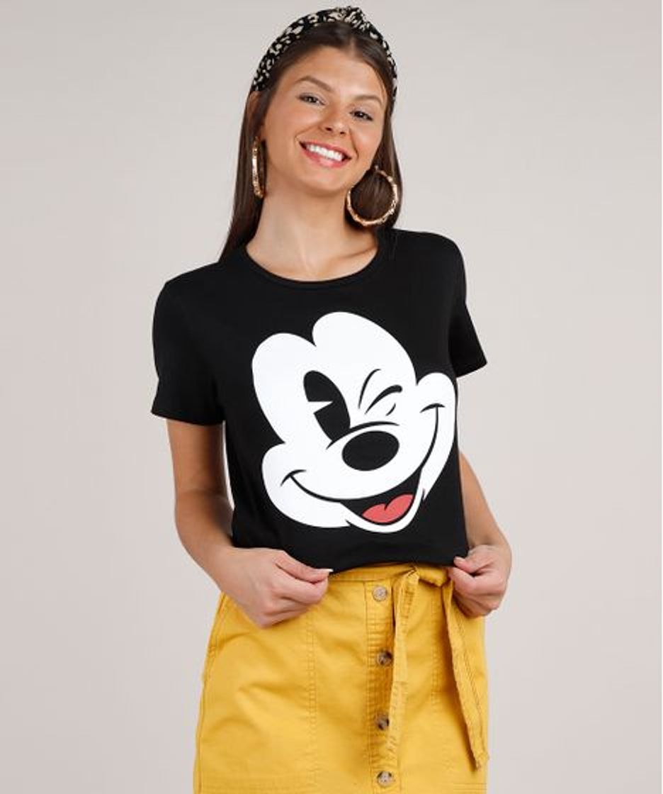 Social Blusa Feminina Mickey Manga Curta Decote Redondo