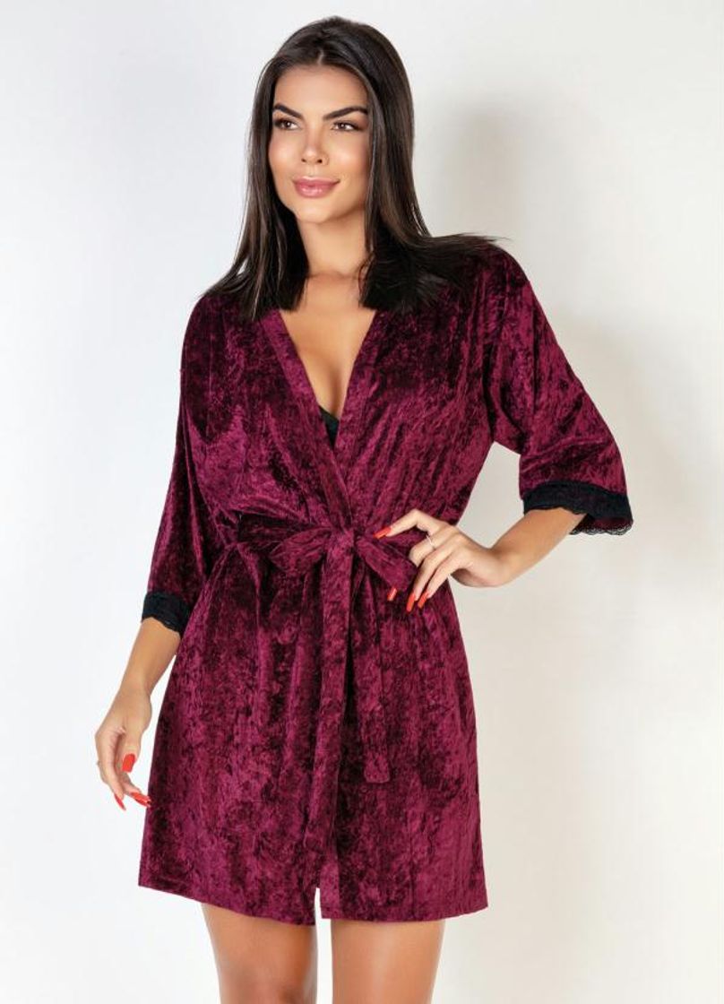 Social Robe Bordô e Preto com Renda na Manga

