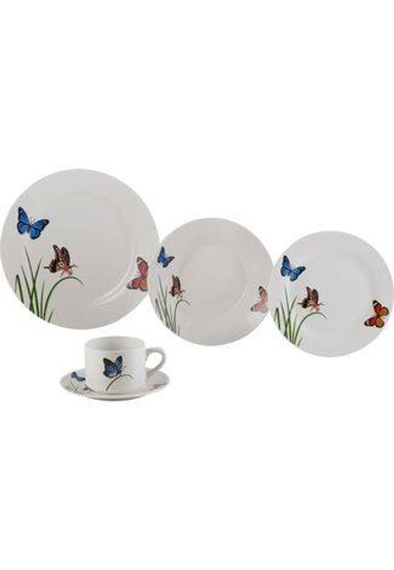 Moda Jogo De Jantar 20Pçs De Porcelana Butterflies Lyor - Branco 