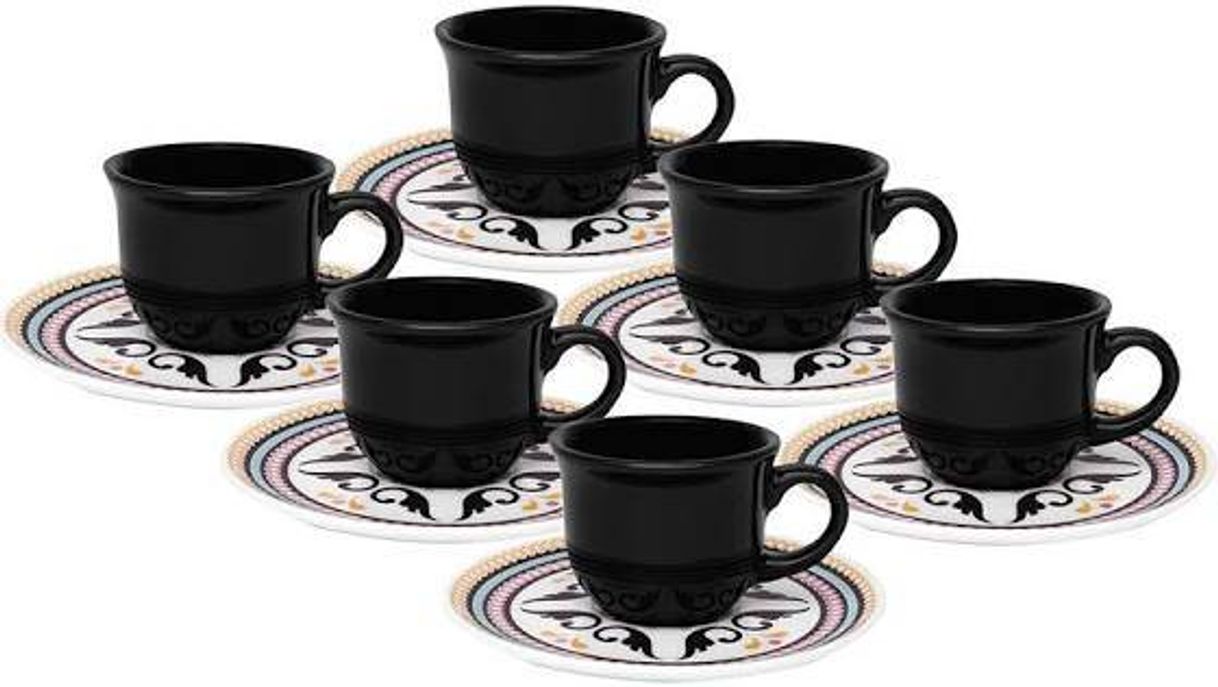 Conjunto com 6 Xícaras de Café 75ml com Píres Luiza - Oxford