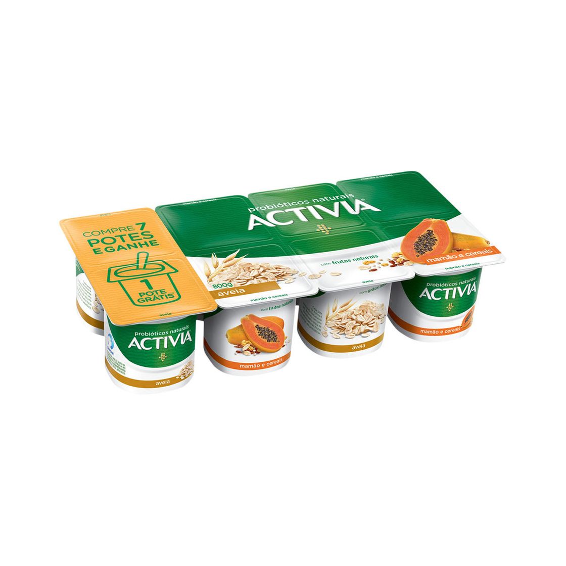 Moda Iogurte Polpa Probióticos Activia Mamão Cereais E Aveia 800G