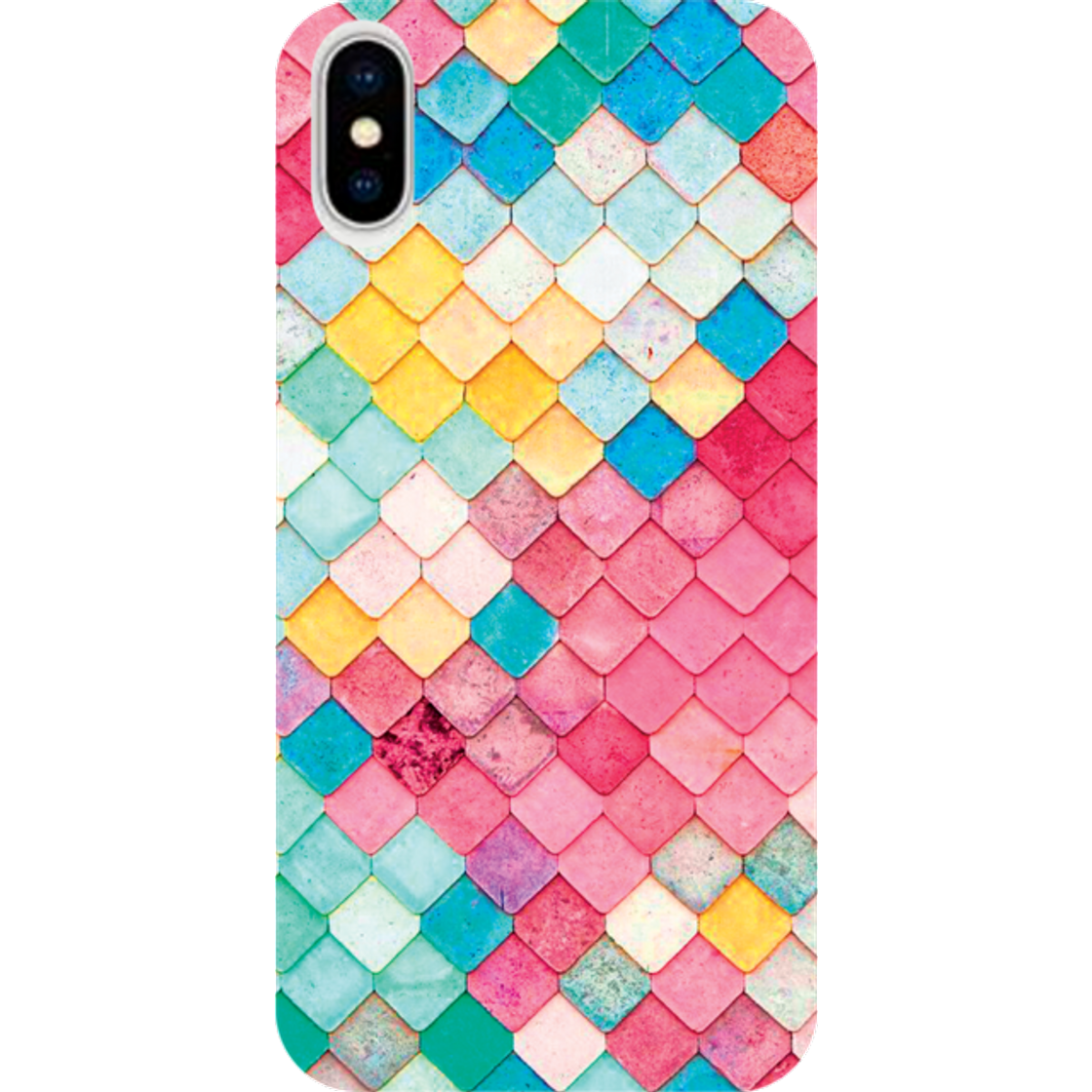 Moda Capinha Para Celular Escamas Coloridas 