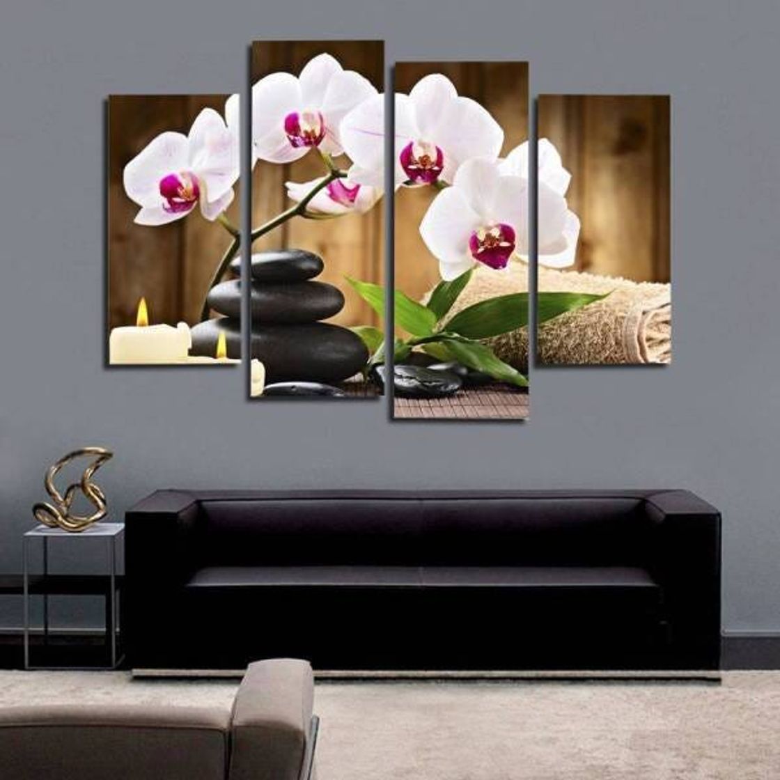 Moda Quadro decorativo 4 telas Slim Orquidea Orquideas flores