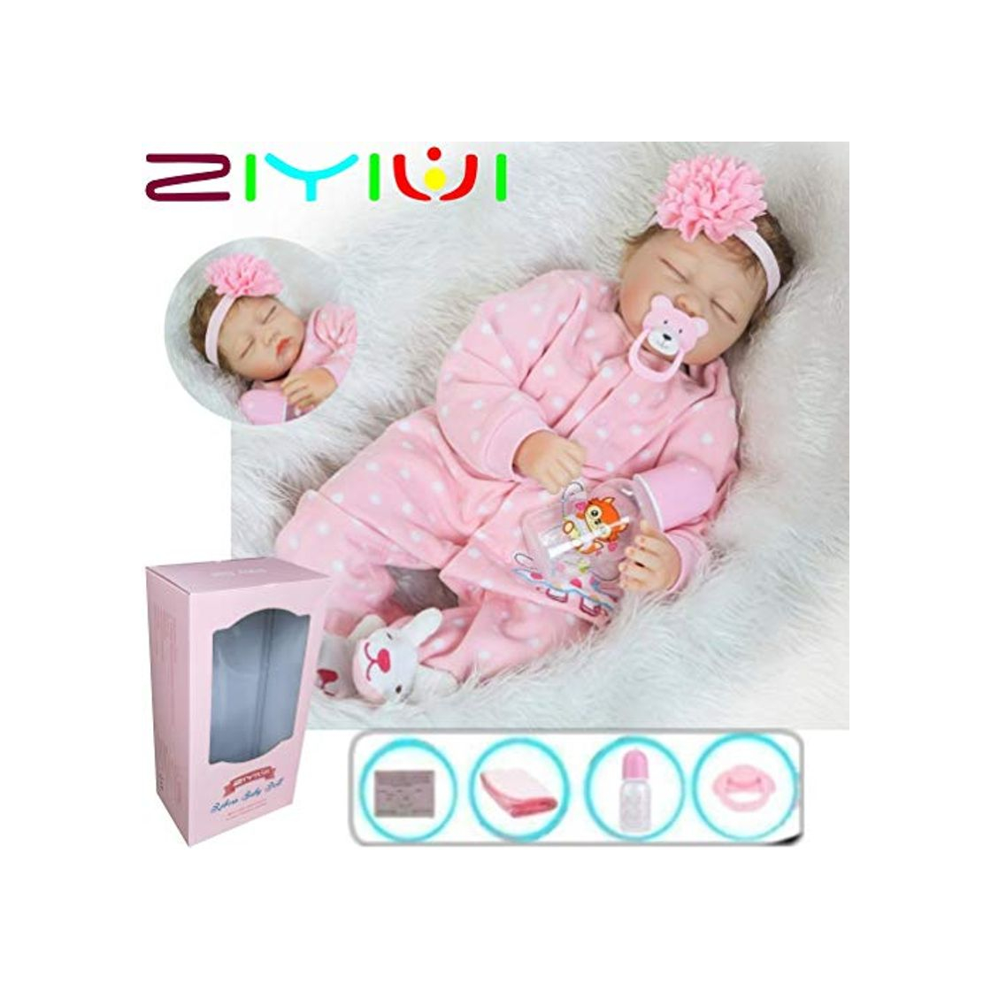 Product ZIYIUI 22 Pulgadas 55cm Reborn Bebé Muñecas Suave Vinilo de Silicona Renacer Lifelike Recién Nacido Magnética Boca Niño Niña Regalo Juguete Muñecos Bebé para niños Mayores de 3 años