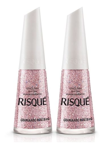 Esmalte Risqué Glitter Granulado Rosé - 8ml