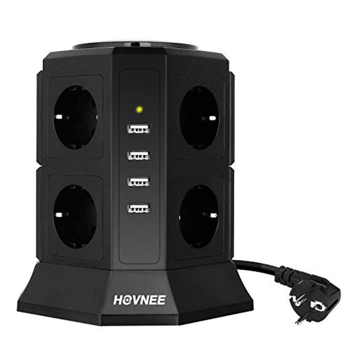 Social HOVNEE Regleta Vertical Enchufes de 8 Tomas Corrientes y 4 Rápida USB