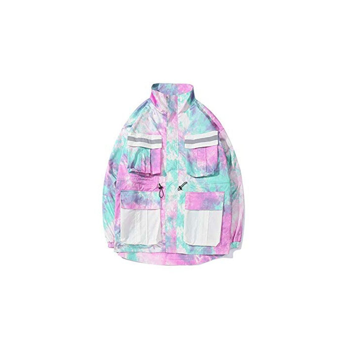 Social NOBRAND Tie Dye Chamarra de Carga con múltiples Bolsillos para Hombre
