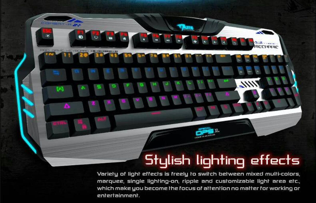 Fashion Mechanical Gaming Keyboard E-Blue Mazer EKM 729