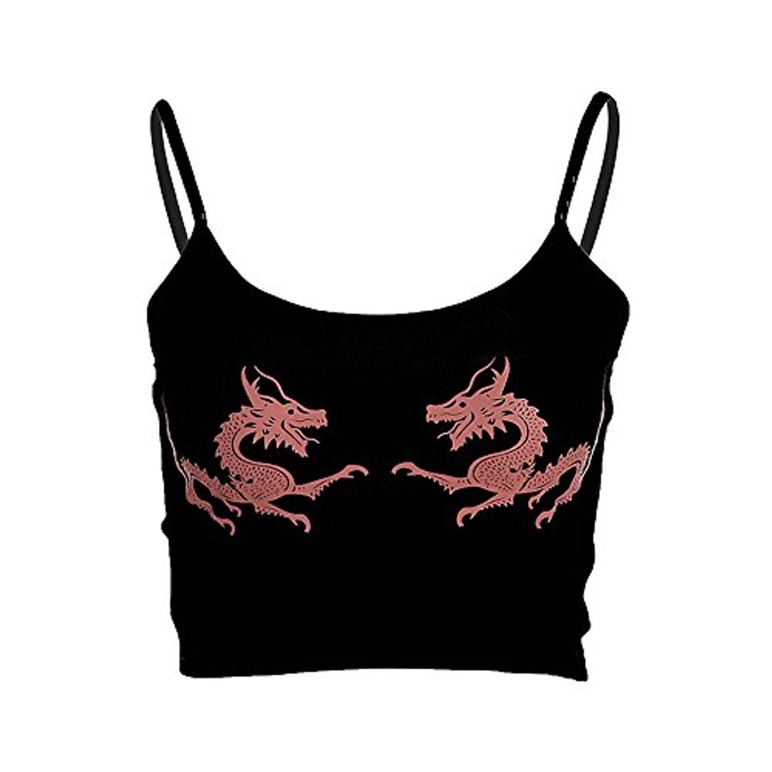 Producto malianna Mujeres Chinese Dragon Snake Impreso cosechado Sexy Negro Backless Strap Crop