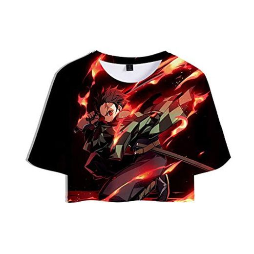 FEIRAN Anime Demon Slayer Kimetsu no Yaiba Camiseta Corta de Verano con
