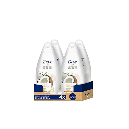 Dove Gel De Ducha Coco y Almendras - 4 Paquetes de 500