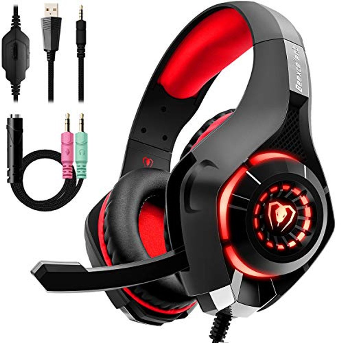 Place Cascos PS4, Auriculares Gaming Premium Stereo con Microfono para PS4 PC Xbox