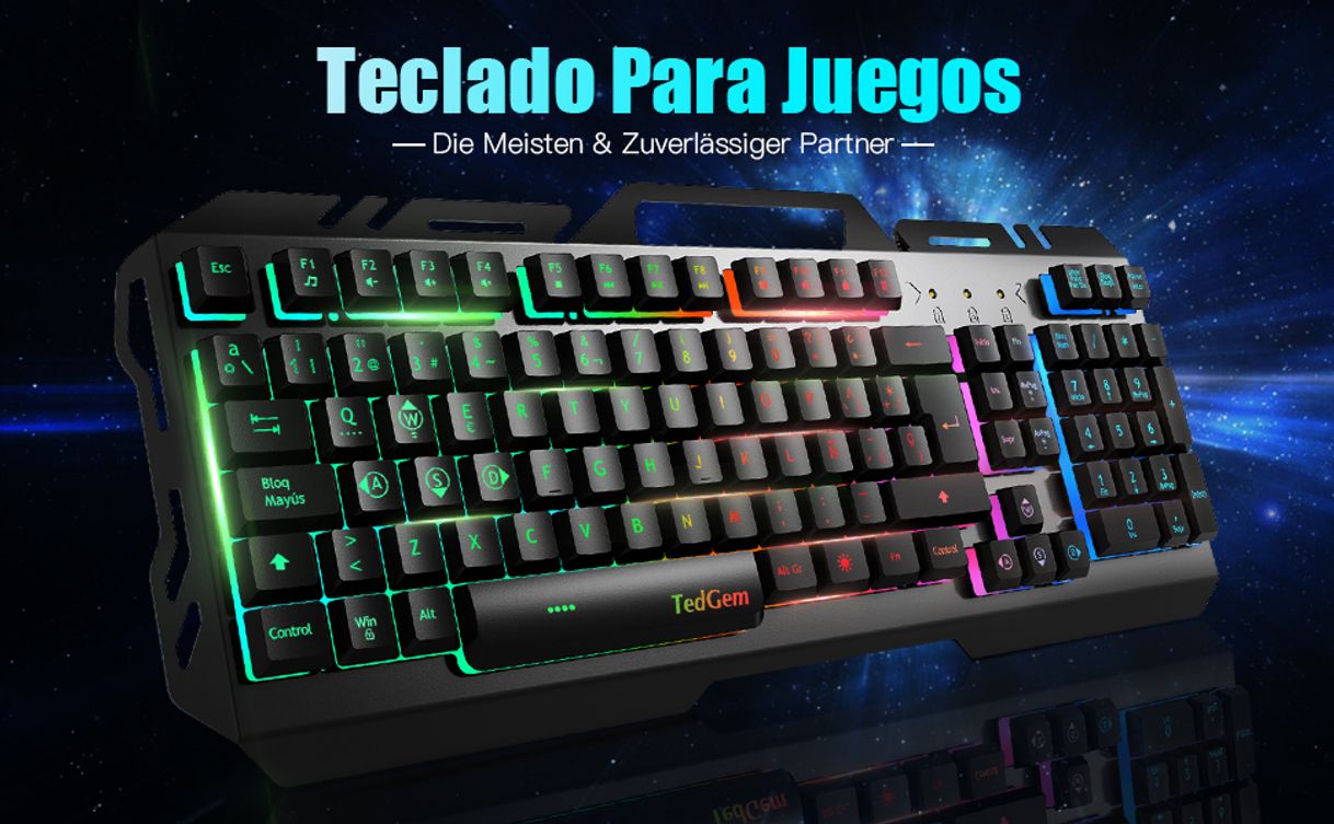 Social Teclados Gaming, TedGem Teclado Gaming, Teclado USB, Teclado Gaming PS4 LED Retroiluminado