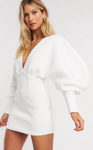 White balloon sleeve dress 