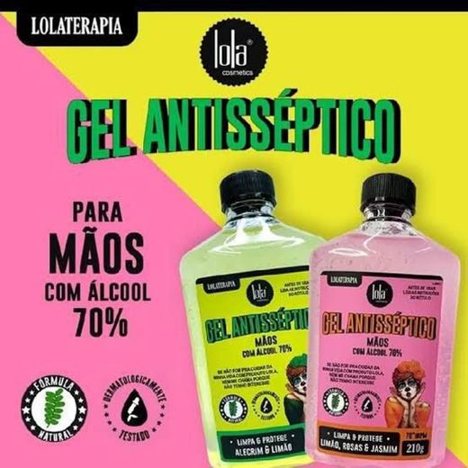 Gel Antisséptico 70% Limão & Rosas, 210g, Lola Cosmetics.