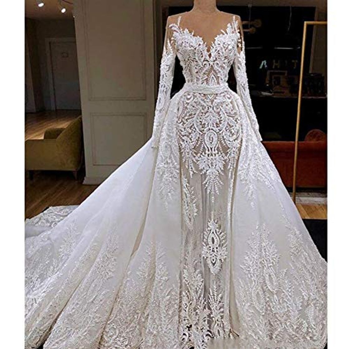 Fashion QING XIN-1225 Wedding Dress,Prom Dresses Rebordeó la Novia de la Boda Floral