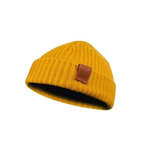 Fishermans Beanie - Cap, Knitted Cap with Genuine Leather Finishing