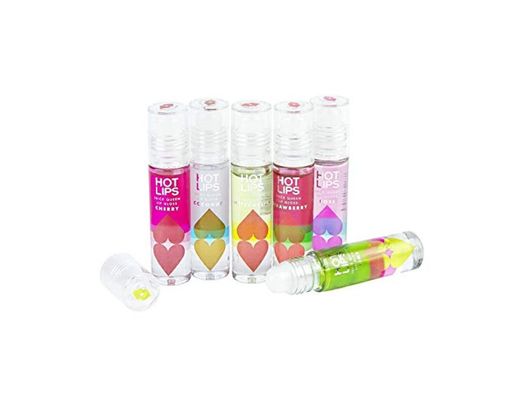 Hot Lips Kissing Fruit Flavoured Lip Gloss Six Flavours 6 Pieces