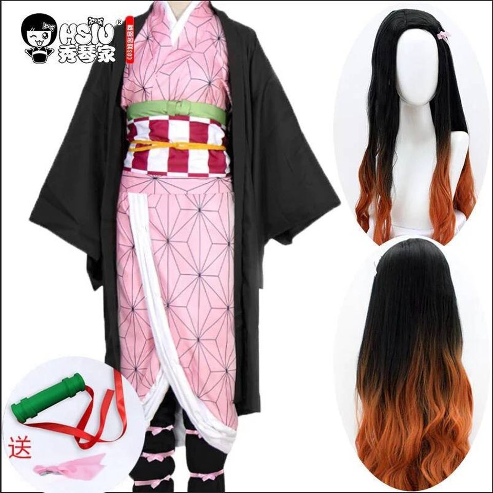 Moda Cosplay peluca demonio asesino Kimetsu no yaiba