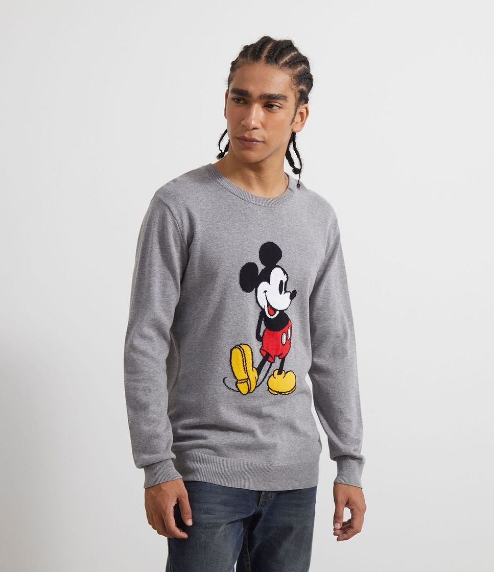 Fashion Suéter em Tricô Estampa Mickey