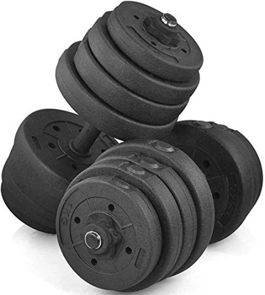 Woodtree 30 kg Ajustable Dumbbell Set con Solid Cromado Barra de Hombre Cuerpo Ejercicios de Entrenamiento de construcción