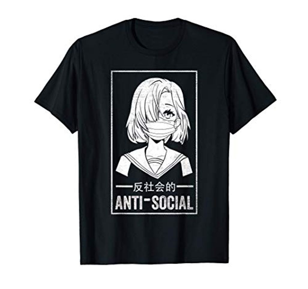 Moda Funny Anti Social Japanese Text Aesthetic Vaporwave Anime Camiseta