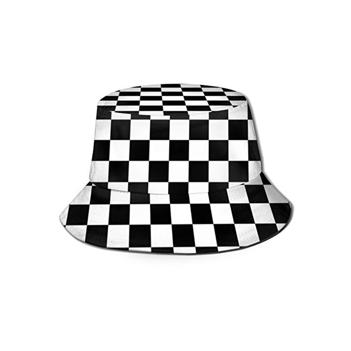 Product 3d Rose Black White Checkered Checker Bucket Hat Fisherman Hats Summer Packable Cap For Men Women