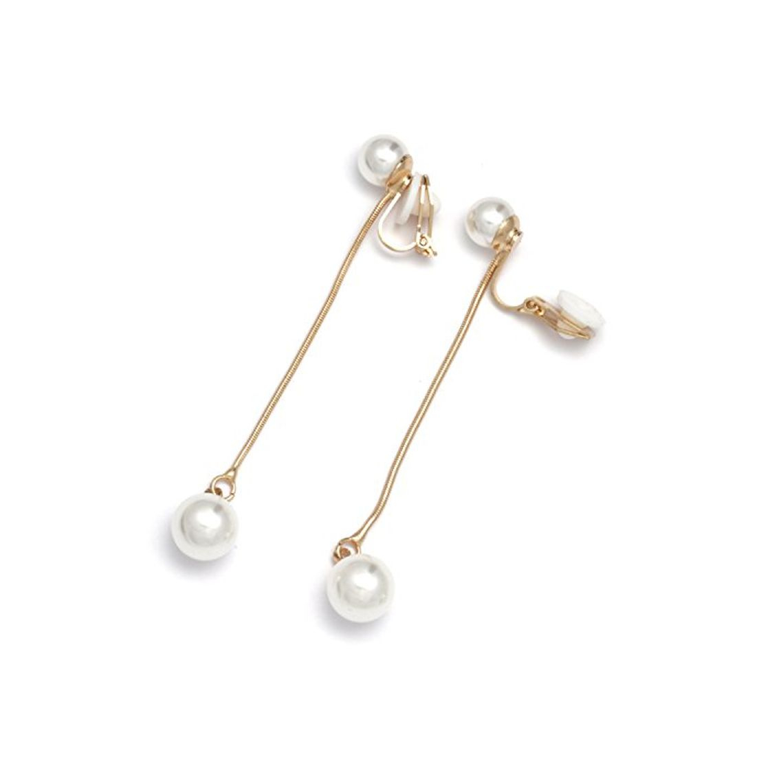 Product Joyería Idin – blanco y perlas de imitación con cadena de tono dorado colgando gota clip en pendientes