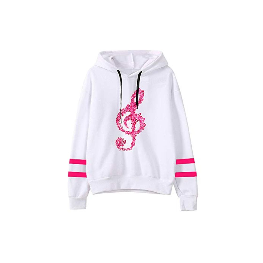 Moda Womens Musical Notes Long Sleeve Hoodie Sweatshirt Hooded Pullover Tops Blouse Sudaderas