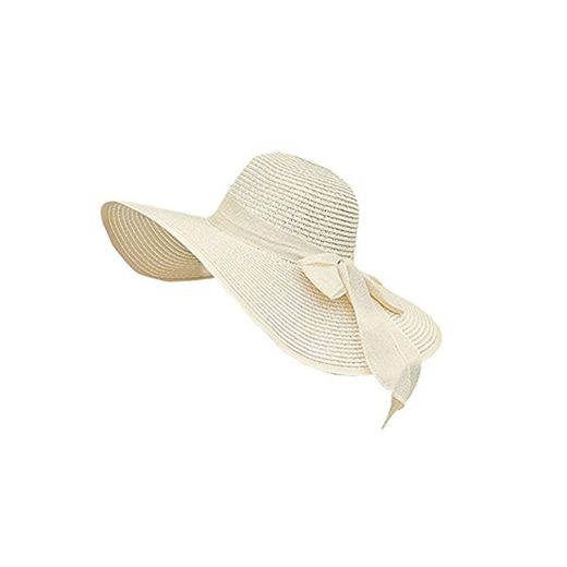 DaoRier - Sombrero de Verano para Mujer con Pajita de Lazo para