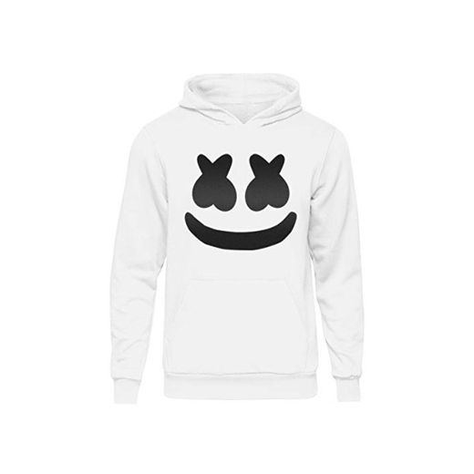 Sudadera con capucha Marshmallow DJ Smiley Face con capucha para niños Blanco