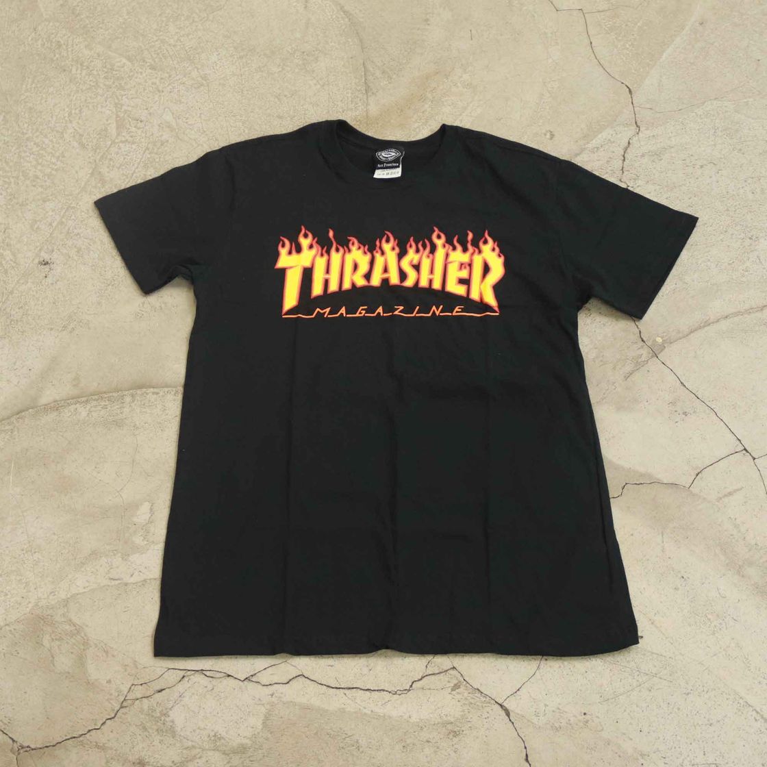 Fashion Camiseta Thrasher "Flame" Preta - Overcome Clothing