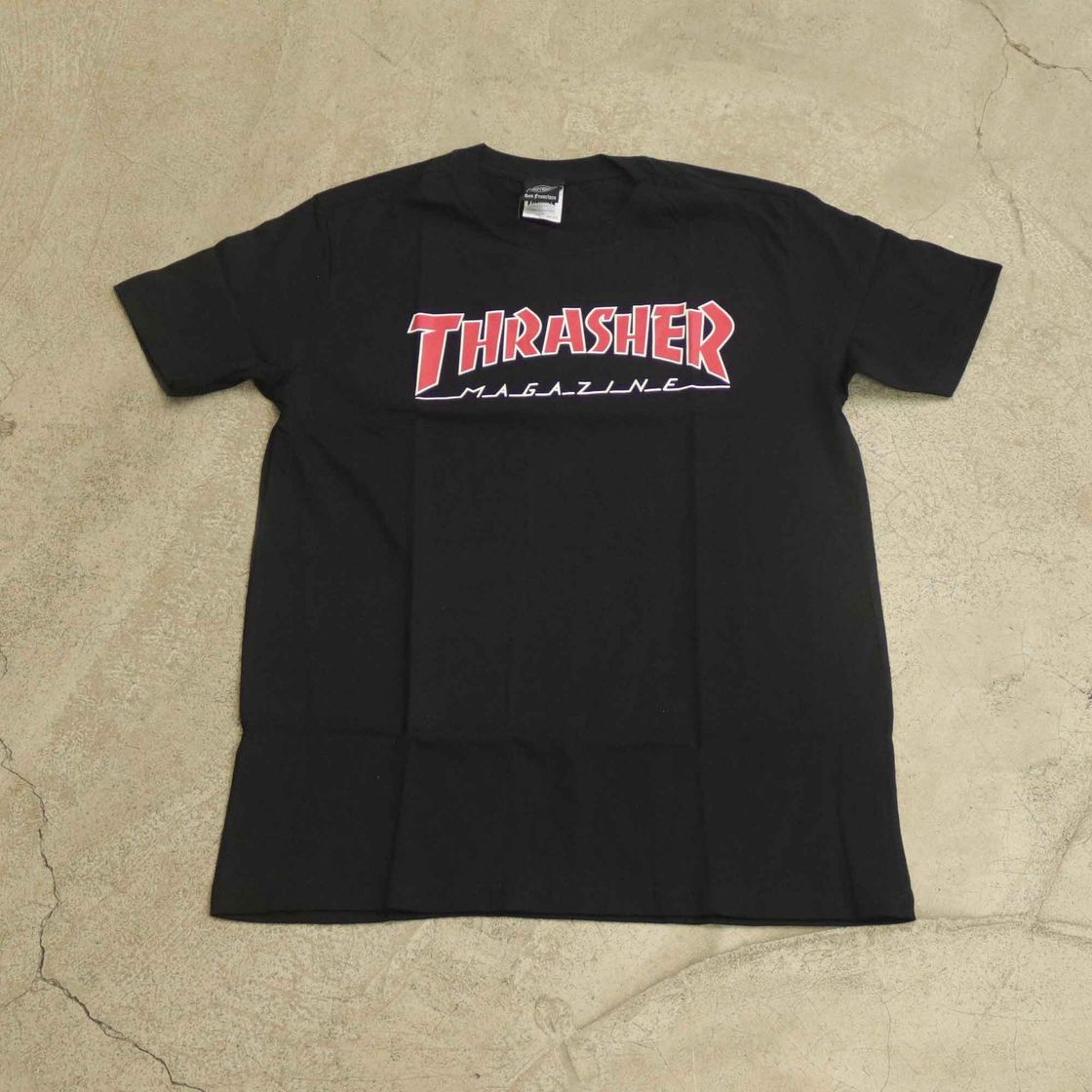 Moda Camiseta Thrasher "Logo" Preta/Vermelha - Overcome Clothing