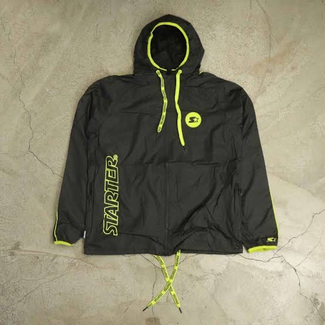 Jaqueta Starter Corta Vento "Outline" Preto/Verde 