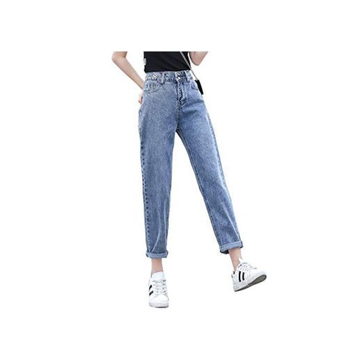 XACXYDP Jeans De Mujer Cintura Alta Jeans Sueltos Ligeros